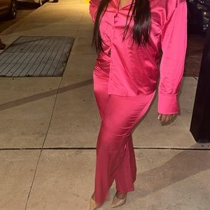Satin Shirt & Pants Set